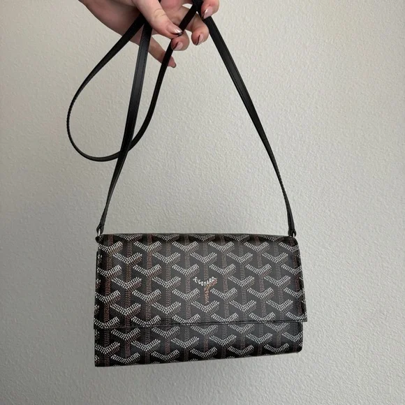 NWT🖤GOYARD🖤Varenne Continental Goyardine Canvas Calfskin Crossbody Bag - Picture 5 of 14